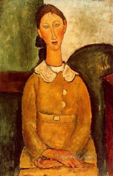 アメデオ・モディリアーニ Painting - 黄色いドレスを着た少女 1917年 アメデオ・モディリアーニ